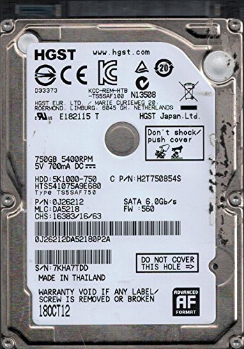 Amazon.co.jp: hts541075 a9e680 P/N : 0j26212 MLC : da5218 HGST 750